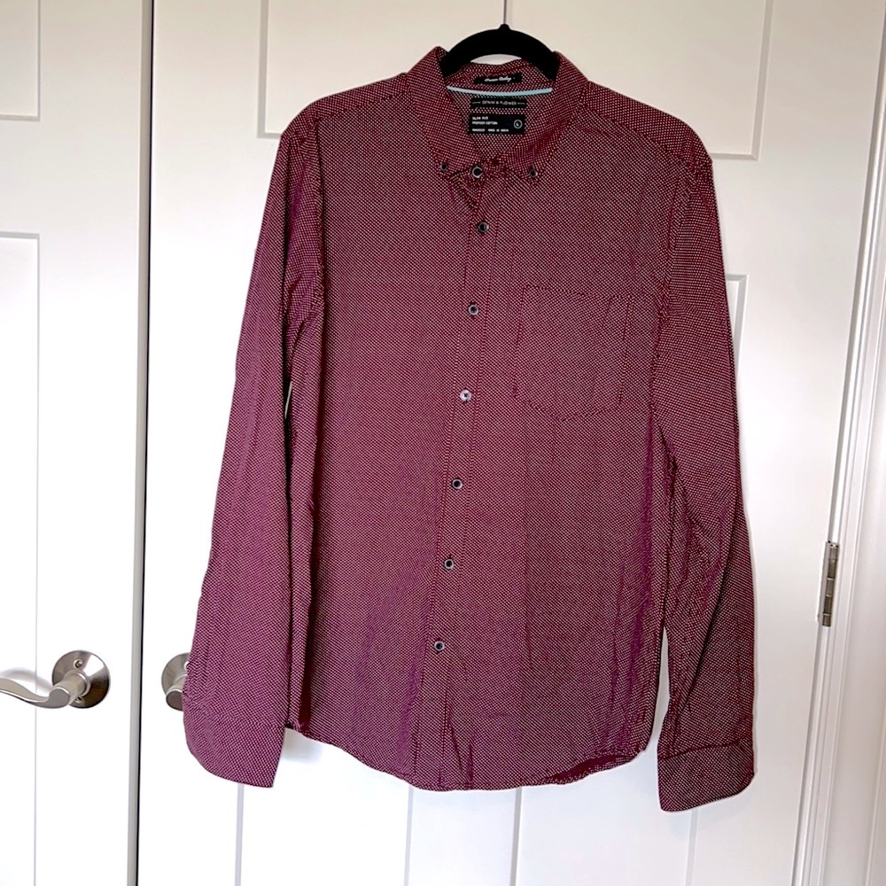 Purple Polka Dot Long Sleeve Button-Up